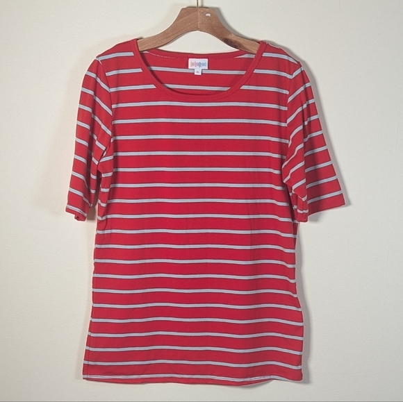 LuLaRoe Red & Mint Striped Tee – XL | Bold, Breezy & Striped Bliss! - Picture 1 of 5